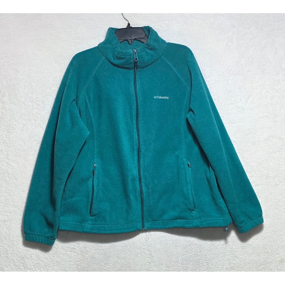 Columbia Benton Springs Full Zip Fleece Jacket Teal Green Plus Size 2X Raglan